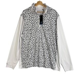 Antigua Men's 2XL White Floral Print Long Sleeve 1/4 Zip‎ Pullover Shirt 3